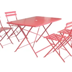 Ensemble De Jardin Pliable En Acier Époxy Bistrot