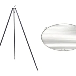 Ensemble Trépied + Grille De Cuisson En Inox Pour Braséro Nobel