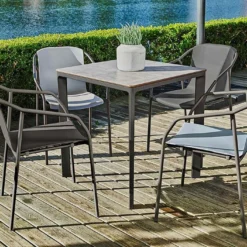 Fauteuil De Jardin Empilable En Aluminium Laqué – Rod -Jardelix Soldes Magasin fauteuil aluminium laque empilable 03