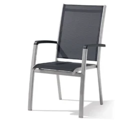 Fauteuil De Jardin Alu Et Textilux Empilable Bodega Graphite (lot De 6)