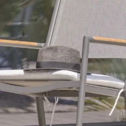 Rocking Chair D’Extérieur En Aluminium Et Textilène Honfleur -Jardelix Soldes Magasin fauteuil jardin aluminium bois rocking chair