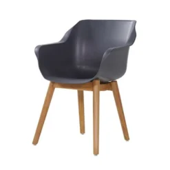 Fauteuil De Jardin En Bois De Teck Et Résine Sophie Teak (Lot De 2) -Jardelix Soldes Magasin fauteuil jardin bois teck resine sophie teak