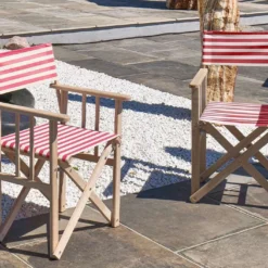 Fauteuil De Jardin Metteur En Scène En Bois Et Tissu Lona -Jardelix Soldes Magasin fauteuil jardin chaise metteur en scene rayee 4