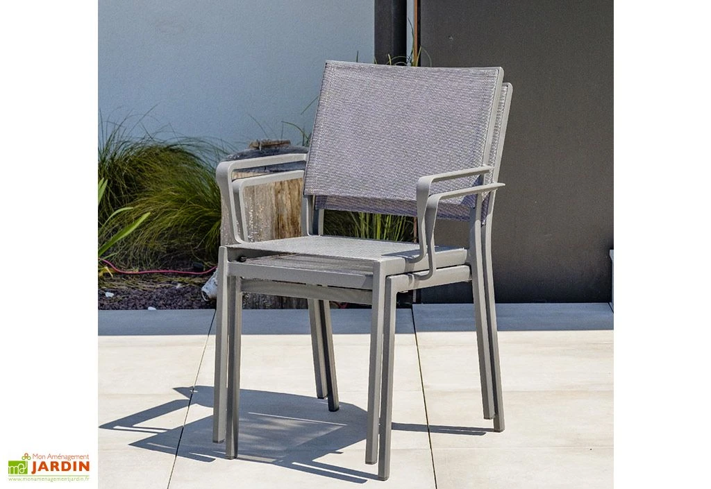 Fauteuil De Jardin Empilable En Aluminium Et Textilène Stockholm 4 Fauteuil De Jardin Empilable En Aluminium Et Textilène Stockholm – Image 2