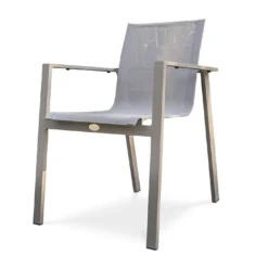 Fauteuil De Jardin Empilable En Aluminium Et Textilène Zahara -Jardelix Soldes Magasin fauteuil jardin empilable aluminium textilene zahara 3