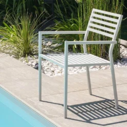 Fauteuil De Jardin Empilable En Aluminium Gaston (4 Coloris) -Jardelix Soldes Magasin fauteuil jardin gaston 5