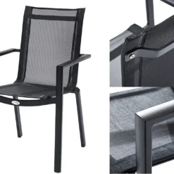 Salon De Jardin HPL Star : Table Extensible + 6 Fauteuils + 4 Chaises 10 Salon De Jardin HPL Star : Table Extensible + 6 Fauteuils + 4 Chaises -Jardelix Soldes Magasin fauteuil salon de jardin aluminium textilene hbl