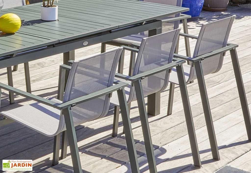 Salon De Jardin Haut 10 Places En Aluminium Et Textilène - Miami 4 Salon De Jardin Haut 10 Places En Aluminium Et Textilène - Miami – Image 2