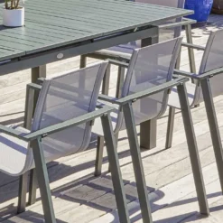 Salon De Jardin Haut 12 Places En Aluminium Et Textilène - Miami -Jardelix Soldes Magasin fauteuils jardin aluminium miami 2