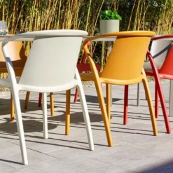 Salon De Jardin : 1 Table Aluminium 200 X 90 Cm Taupe + 8 Fauteuils – Fado -Jardelix Soldes Magasin fauteuils jardin polypropylene colore fado