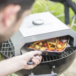 Four à Pizza Pour Barbecue Gaz Et Charbon De Bois En Acier 35 X 40 Cm -Jardelix Soldes Magasin four pizza barbecue gaz chabron bois acier la hacienda 5