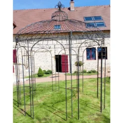 Gloriette En Fer Forgé - Fleurdelisée ∅ 3,00 M -Jardelix Soldes Magasin gloriette fer forge noir