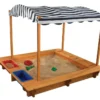 KidKraft Bac à Sable En Bois Avec Auvent Bleu Et Blanc 160 Cm -Jardelix Soldes Magasin grand bac a sable auvent protege enfant bache