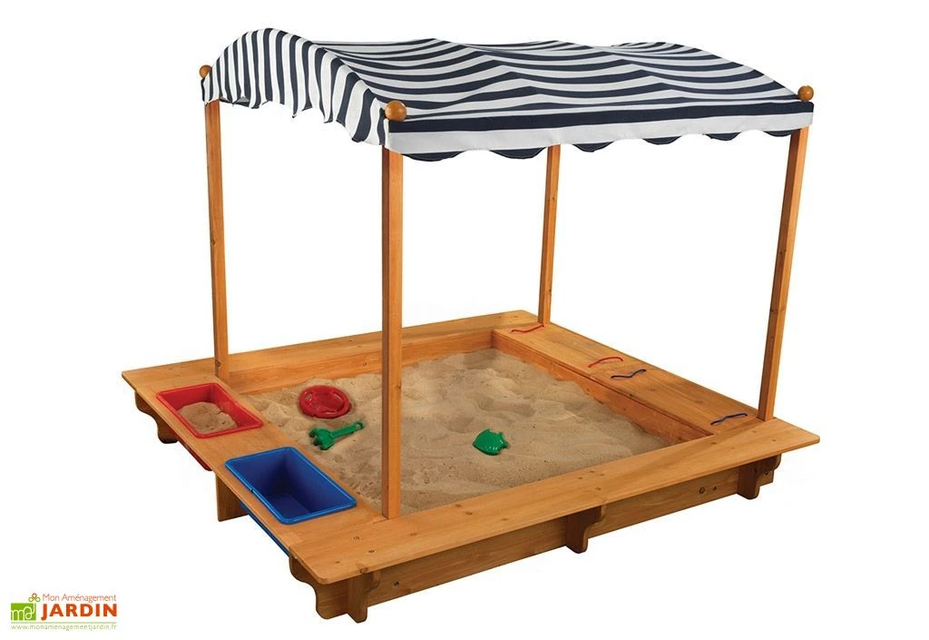 KidKraft Bac à Sable En Bois Avec Auvent Bleu Et Blanc 160 Cm 3 KidKraft Bac à Sable En Bois Avec Auvent Bleu Et Blanc 160 Cm