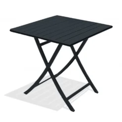 Guéridon Pliant Marius 70x70 -Jardelix Soldes Magasin gueridon pliant aluminium gris anthracite 2 personnes