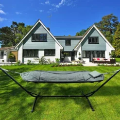 Hamac Sur Pieds En Acier Gris Anthracite -Jardelix Soldes Magasin hamac sur pieds jardin gris