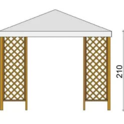 Tonnelle De Jardin En Bois Autoclave Et Toile PVC – Fox 9 M² -Jardelix Soldes Magasin hauteur tonnelle bois pvc fox