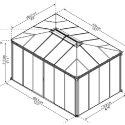 Jardin D’Hiver En Aluminium Et Polycarbonate 13 M² – LEDRO 4300 -Jardelix Soldes Magasin jardin hiver gris anthracite gazebo carre 430cm ledro4300 1