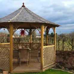 Kiosque De Jardin En Bois Traité Toit En Shingle Chopin Eco - 11,34 M² -Jardelix Soldes Magasin kiosque de jardin