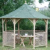 Kiosque De Jardin En Bois Traité Toit En Shingle Chopin Eco - 11,34 M² -Jardelix Soldes Magasin kiosque jardin bois toit shingle vert