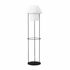 Lampadaire Blanc Sur Secteur Avec Support En Acier Noir 153cm