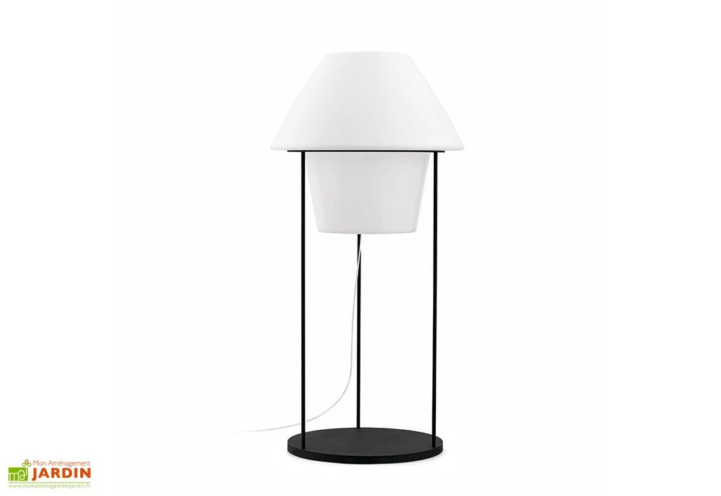 Lampadaire Blanc Sur Secteur Avec Support En Acier Noir 79cm 4 Lampadaire Blanc Sur Secteur Avec Support En Acier Noir 79cm – Image 2