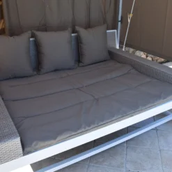 Lit Balancelle De Jardin En Acier Et Rotin Synthétique Deep -Jardelix Soldes Magasin lit balancelle jardin acier rotin synthetique deep 1