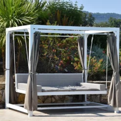 Lit Balancelle De Jardin En Acier Et Rotin Synthétique Deep