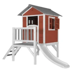 Axi Maisonnette Pour Enfant Bois Lodge XL Rouge + Toboggan -Jardelix Soldes Magasin lodge xl playhouse scandinavian red white slide