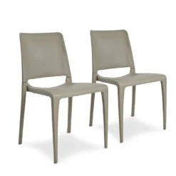 Lot De 2 Chaises De Jardin Empilables En Polypropylène Hall -Jardelix Soldes Magasin lot 2 chaises jardin empilables polypropylene hall taupe