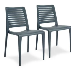 Lot De 2 Chaises De Jardin Empilables En Polypropylène Park -Jardelix Soldes Magasin lot 2 chaises jardin empilables polypropylene park gris