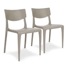 Lot De 2 Chaises De Jardin Empilables En Polypropylène Town -Jardelix Soldes Magasin lot 2 chaises jardin empilables polypropylene town taupe