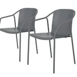 Lot De 2 Fauteuils De Jardin En Aluminium Et Polypropylène Rod -Jardelix Soldes Magasin lot 2 fauteuils jardin aluminium polypropylene rod gris