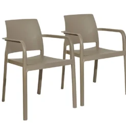 Lot De 2 Fauteuils De Jardin Empilables En Polypropylène Dock 7 Lot De 2 Fauteuils De Jardin Empilables En Polypropylène Dock -Jardelix Soldes Magasin lot 2 fauteuils jardin empilables polypropylene dock taupe