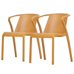 Lot De 2 Fauteuils De Jardin Empilables En Polypropylène Fado 11 Lot De 2 Fauteuils De Jardin Empilables En Polypropylène Fado -Jardelix Soldes Magasin lot 2 fauteuils jardin empilables polypropylene fado moutarde
