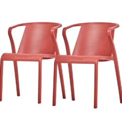 Lot De 2 Fauteuils De Jardin Empilables En Polypropylène Fado 10 Lot De 2 Fauteuils De Jardin Empilables En Polypropylène Fado -Jardelix Soldes Magasin lot 2 fauteuils jardin empilables polypropylene fado rouge