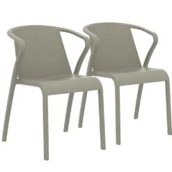 Lot De 2 Fauteuils De Jardin Empilables En Polypropylène Fado 13 Lot De 2 Fauteuils De Jardin Empilables En Polypropylène Fado -Jardelix Soldes Magasin lot 2 fauteuils jardin empilables polypropylene fado taupe