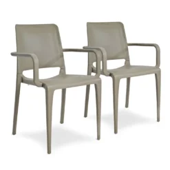 Lot De 2 Fauteuils De Jardin Empilables En Polypropylène Hall 7 Lot De 2 Fauteuils De Jardin Empilables En Polypropylène Hall -Jardelix Soldes Magasin lot 2 fauteuils jardin empilables polypropylene hall taupe