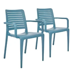 Lot De 2 Fauteuils De Jardin Empilables En Polypropylène Park 11 Lot De 2 Fauteuils De Jardin Empilables En Polypropylène Park -Jardelix Soldes Magasin lot 2 fauteuils jardin empilables polypropylene park bleu