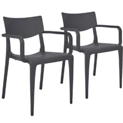 Lot De 2 Fauteuils De Jardin Empilables En Polypropylène Town -Jardelix Soldes Magasin lot 2 fauteuils jardin empilables polypropylene town gris