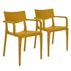 Lot De 2 Fauteuils De Jardin Empilables En Polypropylène Town -Jardelix Soldes Magasin lot 2 fauteuils jardin empilables polypropylene town jaune