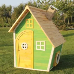 EXIT TOYS Maison Pour Enfant Bois Fantasia Verte -Jardelix Soldes Magasin maison bois fantasia verte 3