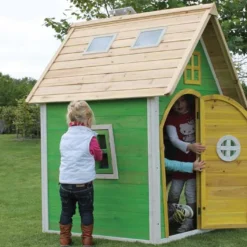 EXIT TOYS Maison Pour Enfant Bois Fantasia Verte -Jardelix Soldes Magasin maison bois fantasia verte 6