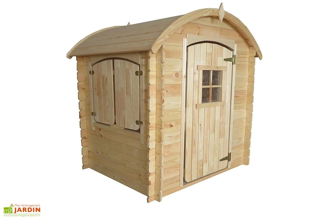 Cabane Maison D’Enfants En Bois Brut Patty Toiture Arrondie – 1 X 1 M 3 Cabane Maison D’Enfants En Bois Brut Patty Toiture Arrondie – 1 X 1 M