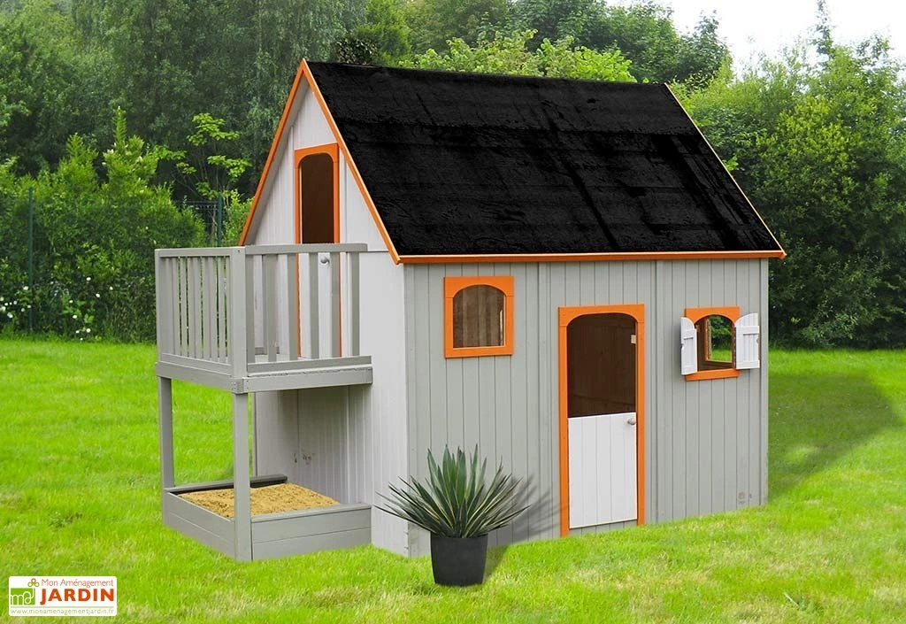 Cabane Maison Enfant En Bois Brut Avec Etage Mezzanine Duplex 4 Cabane Maison Enfant En Bois Brut Avec Etage Mezzanine Duplex – Image 2