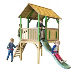Axi Maisonnette Pour Enfant En Bois De Hemlock + Toboggan Bogo