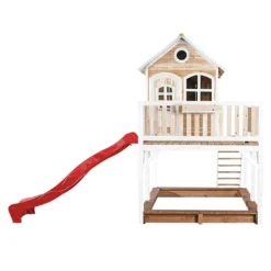 Axi Maisonnette Pour Enfant En Bois De Hemlock Liam 1 -Jardelix Soldes Magasin maisonnette bois liam marron blanc rouge