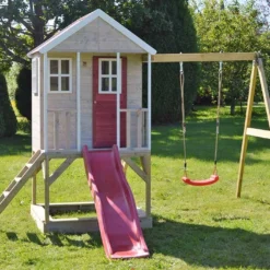 Aire De Jeux En Bois Avec Portique Balançoire Et Toboggan Alpaka