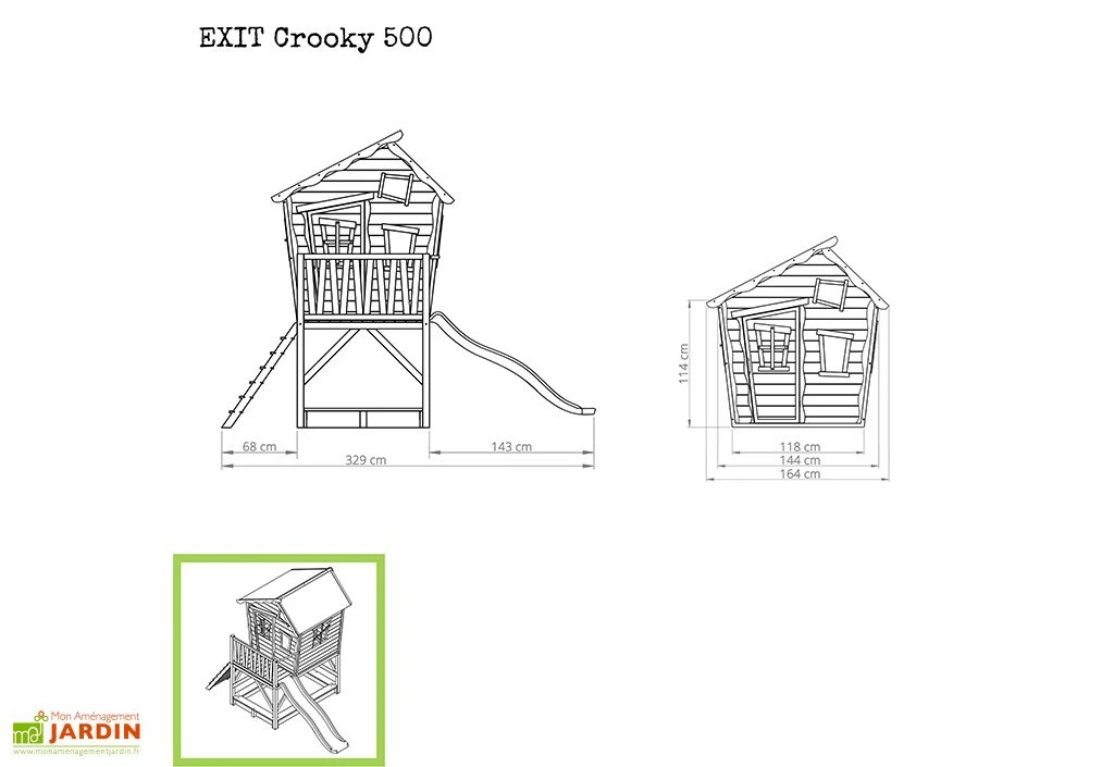 EXIT TOYS Maisonnette Pour Enfant En Bois De Cèdre Avec Toboggan Crooky 500 6 EXIT TOYS Maisonnette Pour Enfant En Bois De Cèdre Avec Toboggan Crooky 500 – Image 4