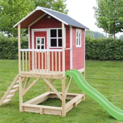EXIT TOYS Maisonnette Enfant En Bois De Cèdre Avec Toboggan Loft 500 (3 Coloris) -Jardelix Soldes Magasin maisonnette enfant bois cedre loft 500 3 coloris 5